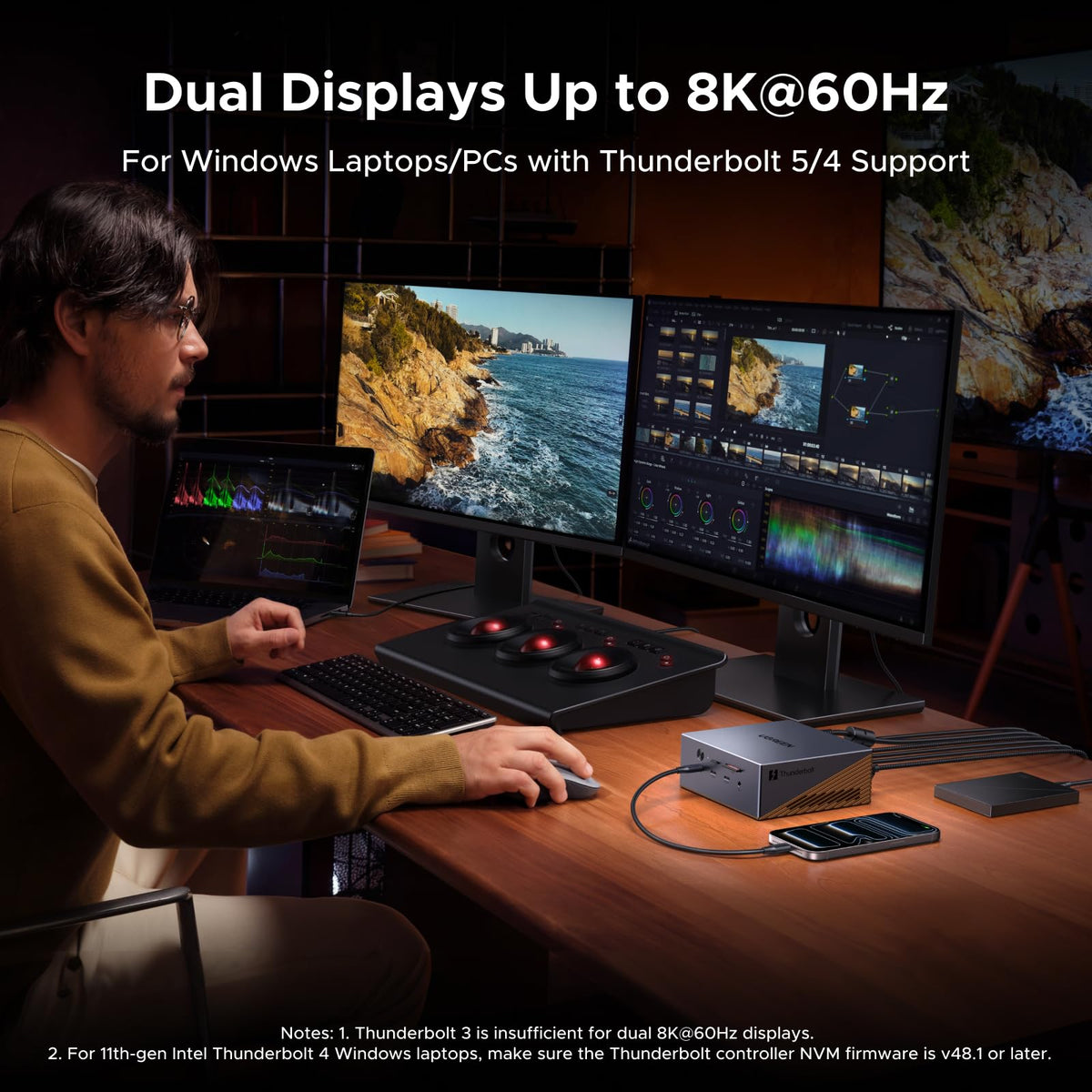 UGREEN Maxidok dual 8K/6K output enables triple-monitor setups via TB5 and DP