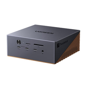 UGREEN Maxidok Thunderbolt 5 Dock front panel with 17 ports for an organized workspace