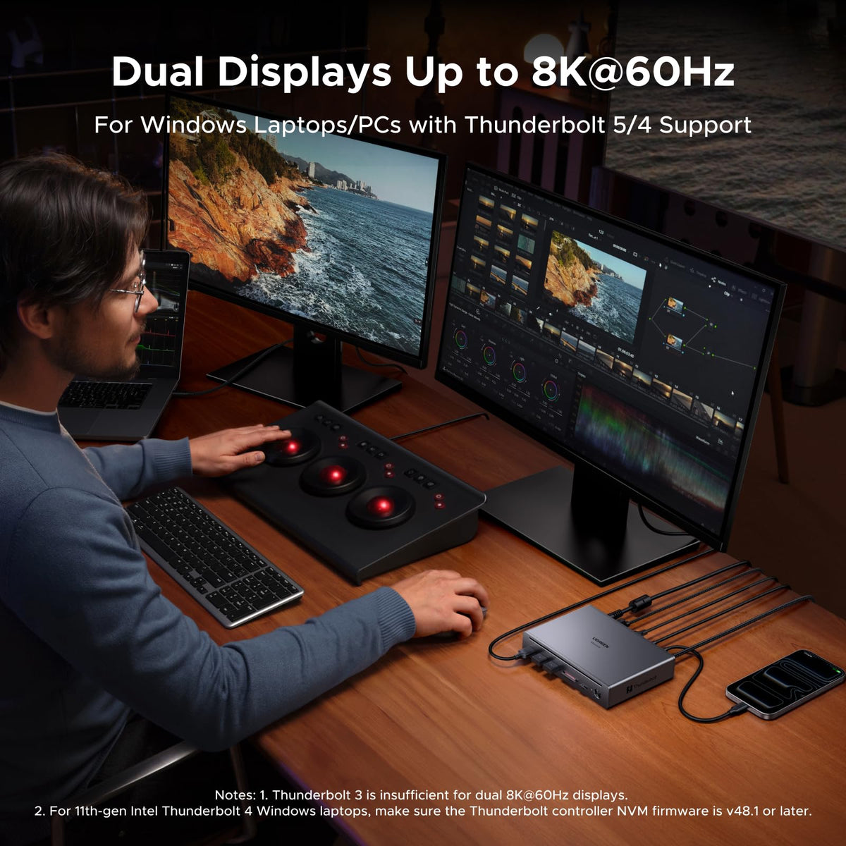 UGREEN Maxidok hub DP2.1 output powering high-resolution displays
