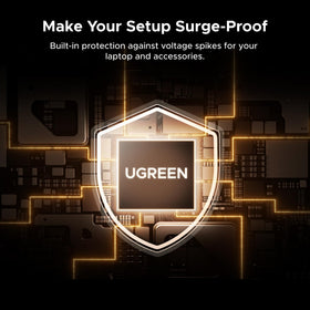 UGREEN Maxidok Thunderbolt 5 hub rear setup for multi-device workspace