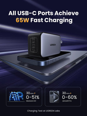 UGREEN Nexode 65W GaN charger folding plug for travel convenience