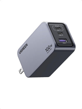 UGREEN Nexode Pro front view showing compact form and three ports for fast charging