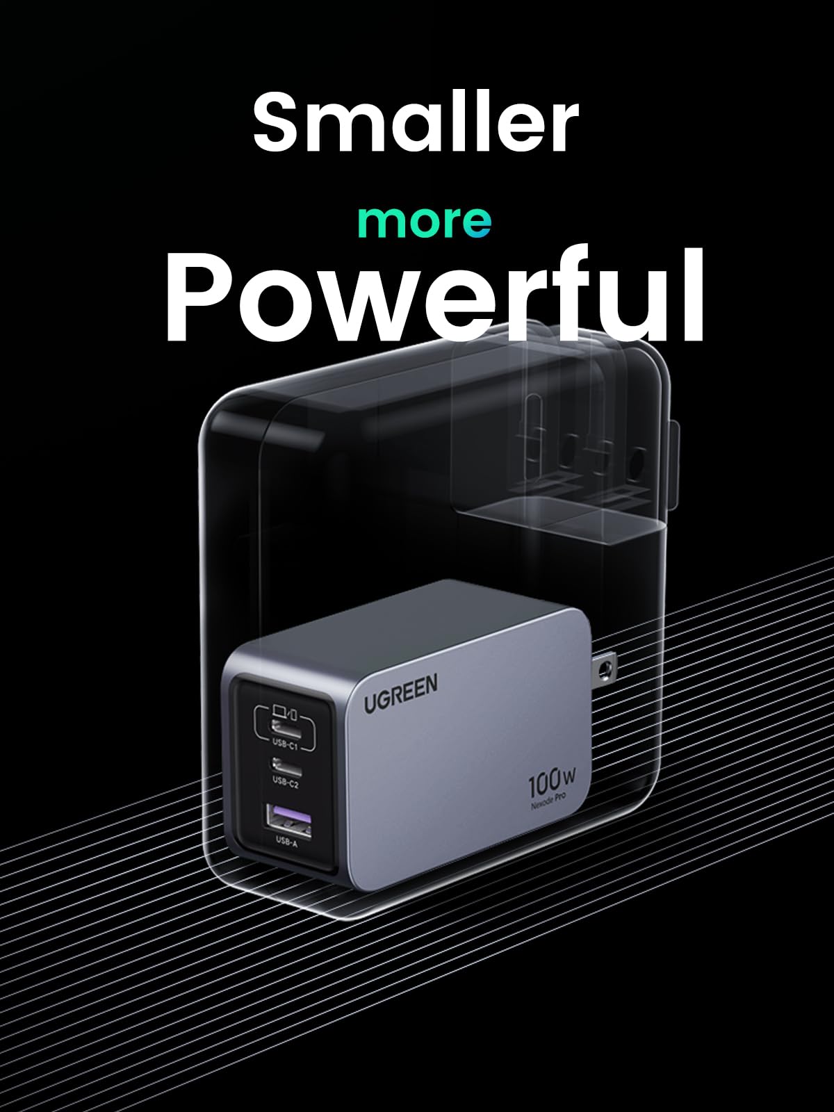 UGREEN Nexode Pro retail box and included leaflet showing what’s in the package