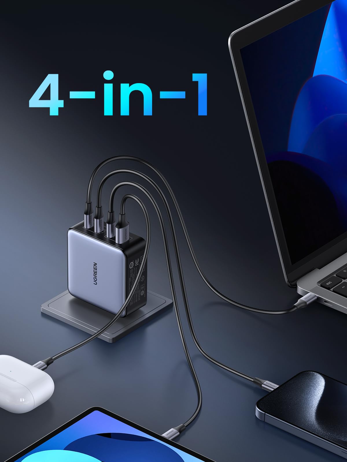 Compact foldable design of UGREEN Nexode X 160W charger for travel
