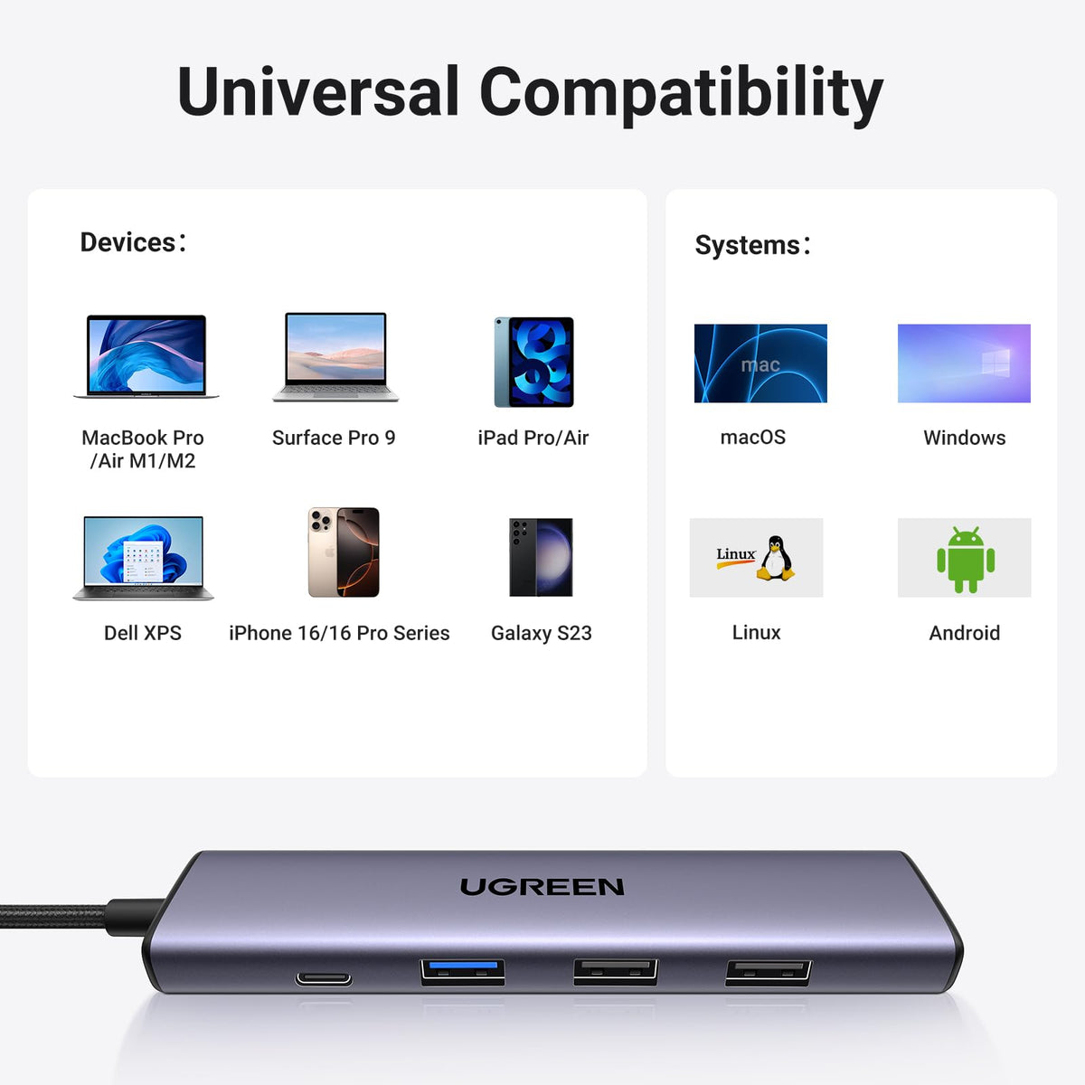 Plug-and-play compatibility across Windows, macOS, and Linux.