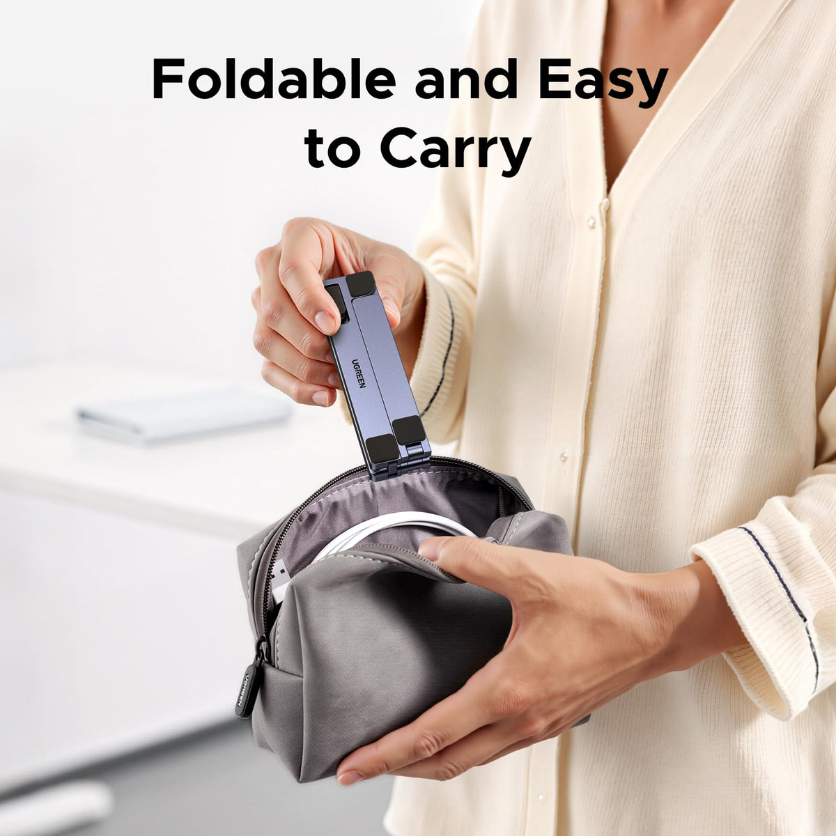 UGREEN portable laptop stand durable aluminum frame provides stable support.