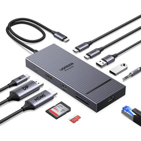 UGREEN Revodock Pro front view showing ports and compact aluminum chassis for durable workstations