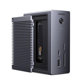 UGREEN Revodok 10-in-1 hub front view with versatile ports for quick setup