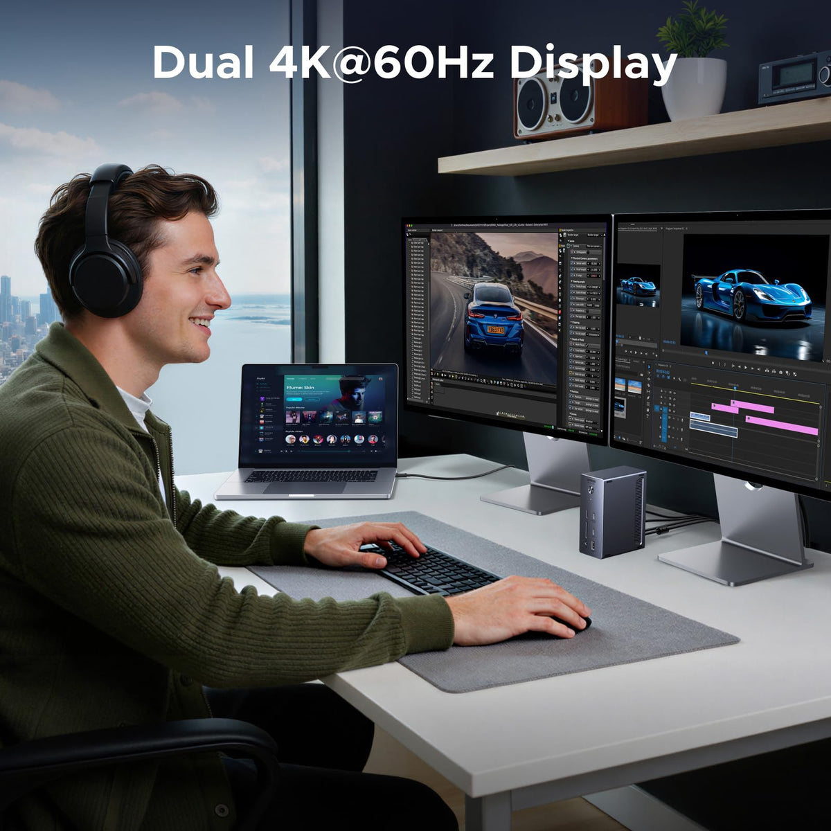 UGREEN Revodok Max connected to laptop for seamless peripheral integration.