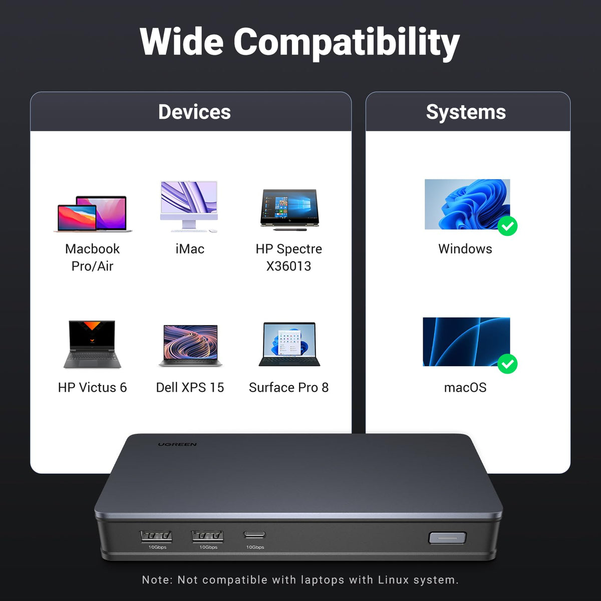 UGREEN Revodok Pro 209 Gigabit Ethernet for stable wired networking