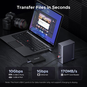 UGREEN Revodok Pro 314 front USB-C data port for fast file transfer.