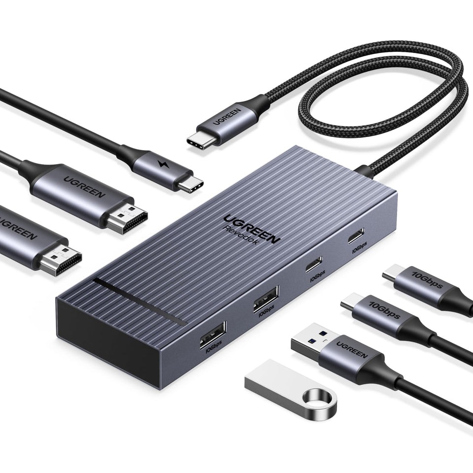 UGREEN Revodok Pro front view showing ports and compact design, clean workspace benefit