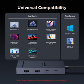 UGREEN Revodok Pro next to laptop demonstrating compact scale and desktop space saving