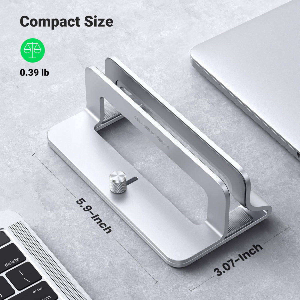 Silver finish of the UGREEN laptop stand complements modern desks.