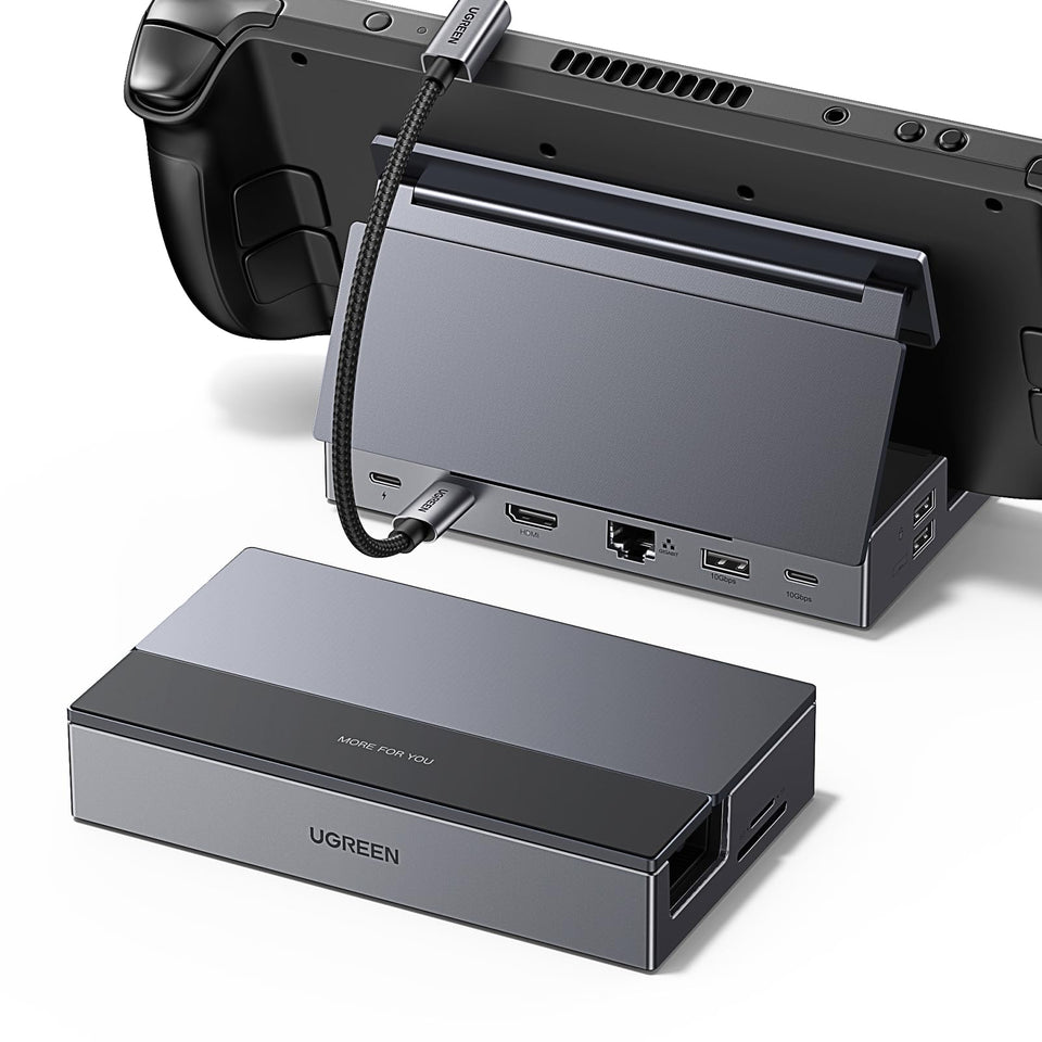 UGREEN Steam Deck Dock 9-in-1 with foldable stand for improved cooling.