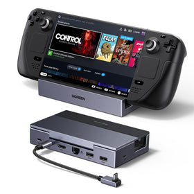 UGREEN dock front view showing ports and compact profile, ideal for desk setups