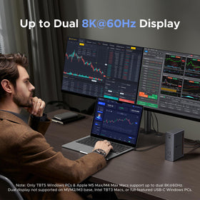 UGREEN Thunderbolt 5 Dock driving an 8K display with crisp visuals
