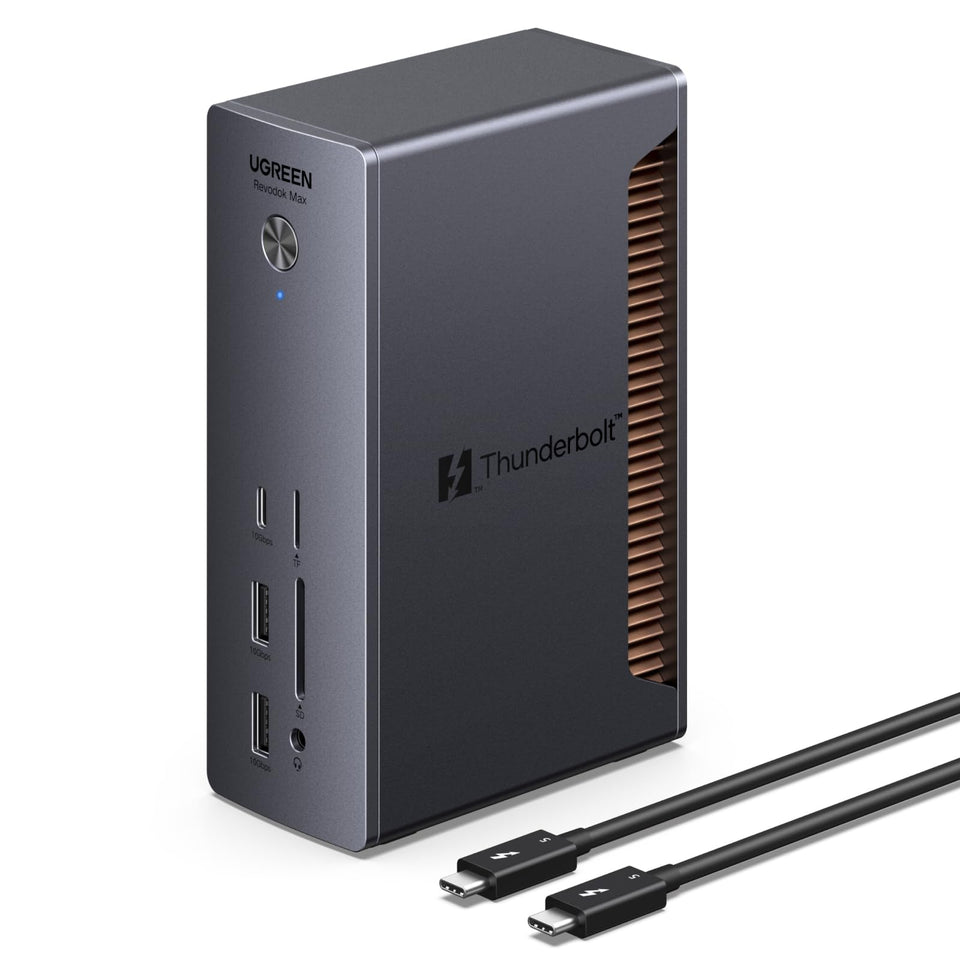 UGREEN Thunderbolt 5 Dock front view showing compact design for desks