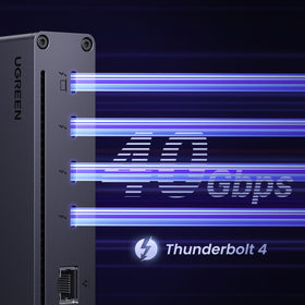 UGREEN Thunderbolt 4 Dock charging a laptop with 85W capability for all-day power.