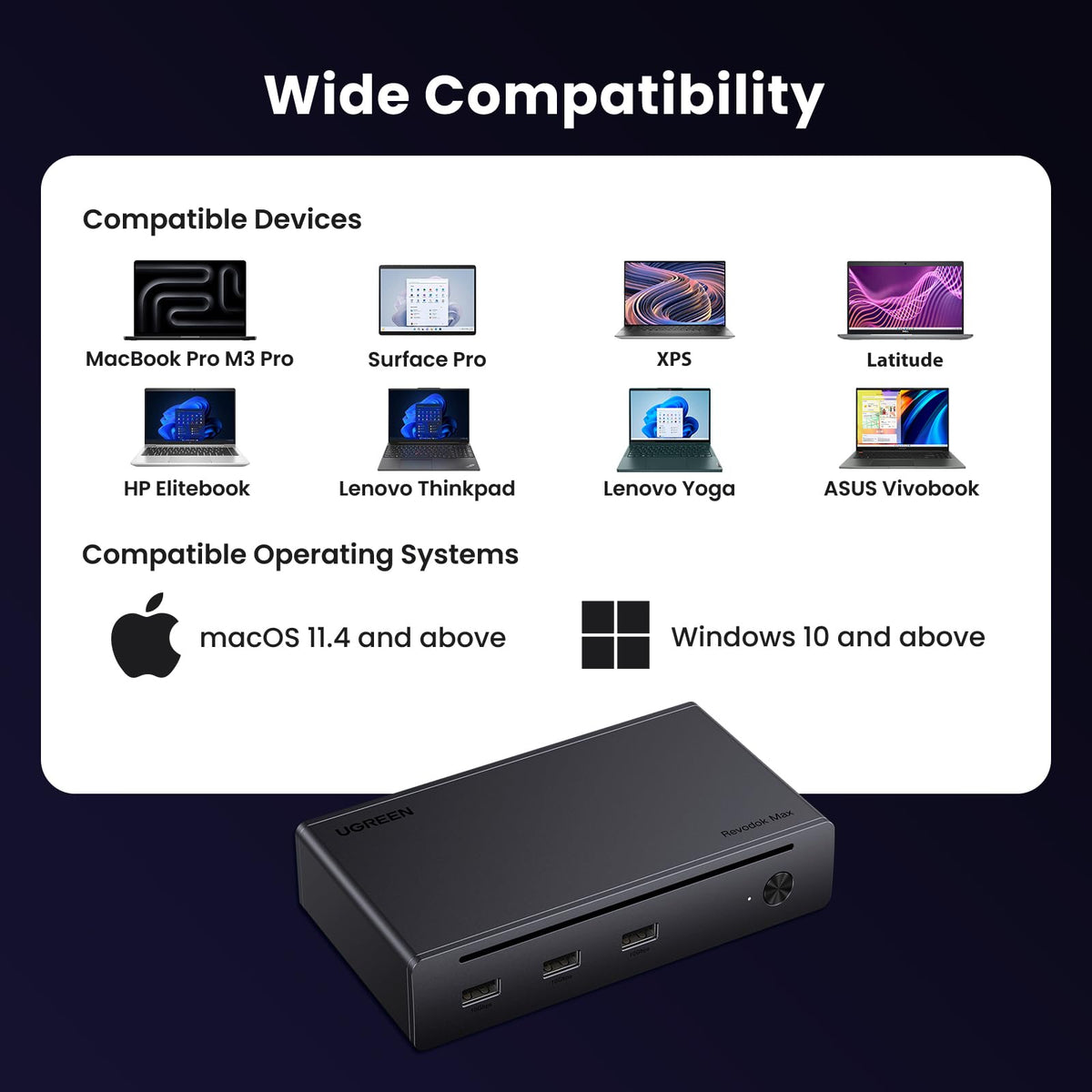 UGREEN Thunderbolt 4 Dock gigabit Ethernet port delivering stable network access.
