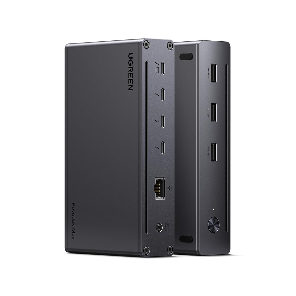 UGREEN Thunderbolt 4 Dock front view showing a compact hub for a clutter-free workspace.