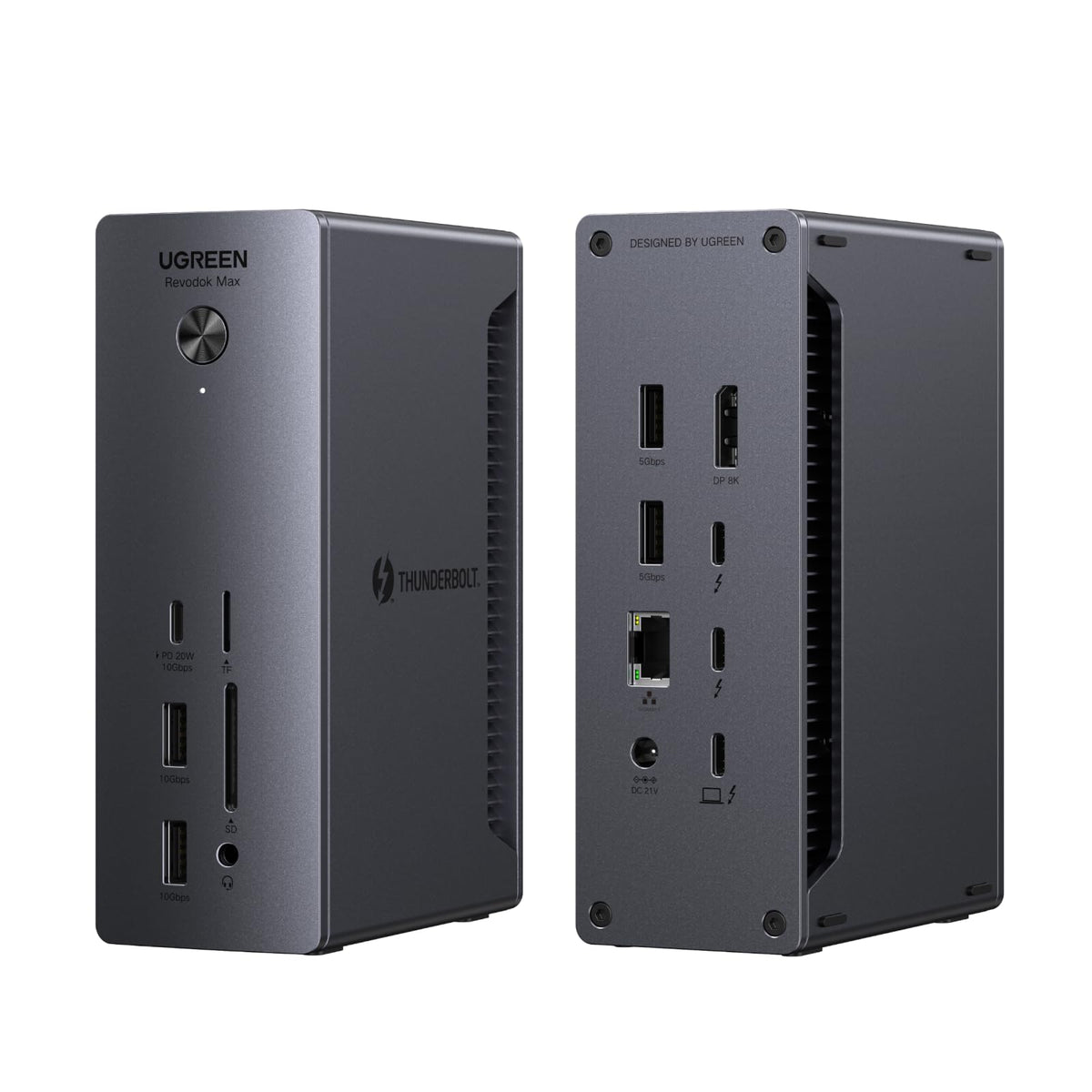 UGREEN Thunderbolt 4 Dock front view showing quick-access ports for setup