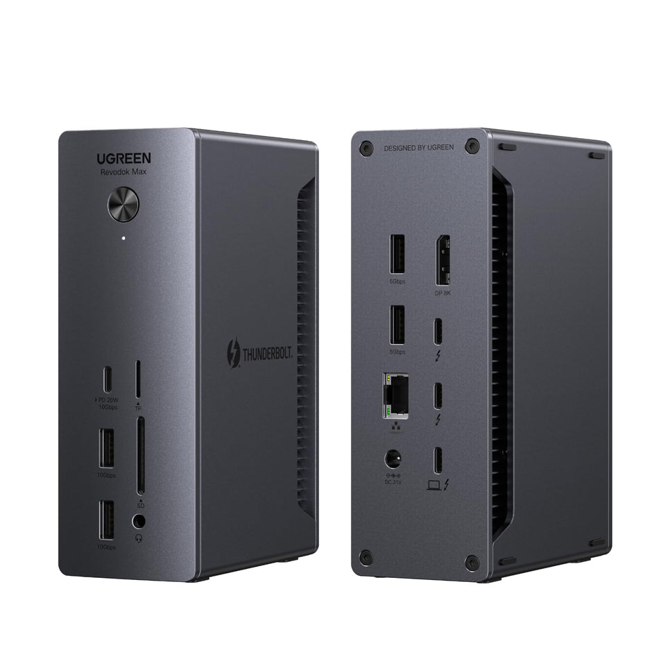 UGREEN Thunderbolt 4 Dock front view showing quick-access ports for setup