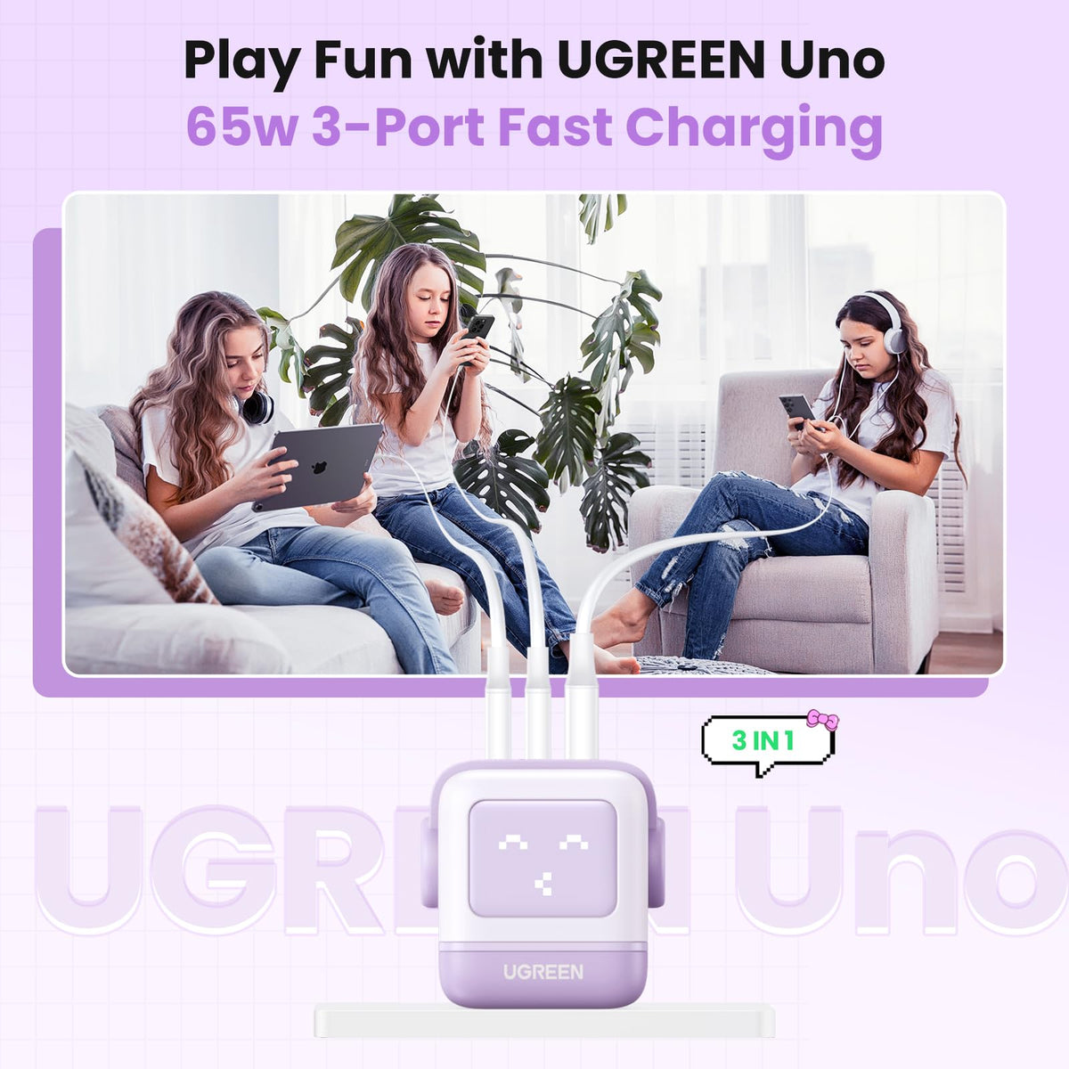 UGREEN Uno magnetic feet attached to fridge for tidy, visible placement