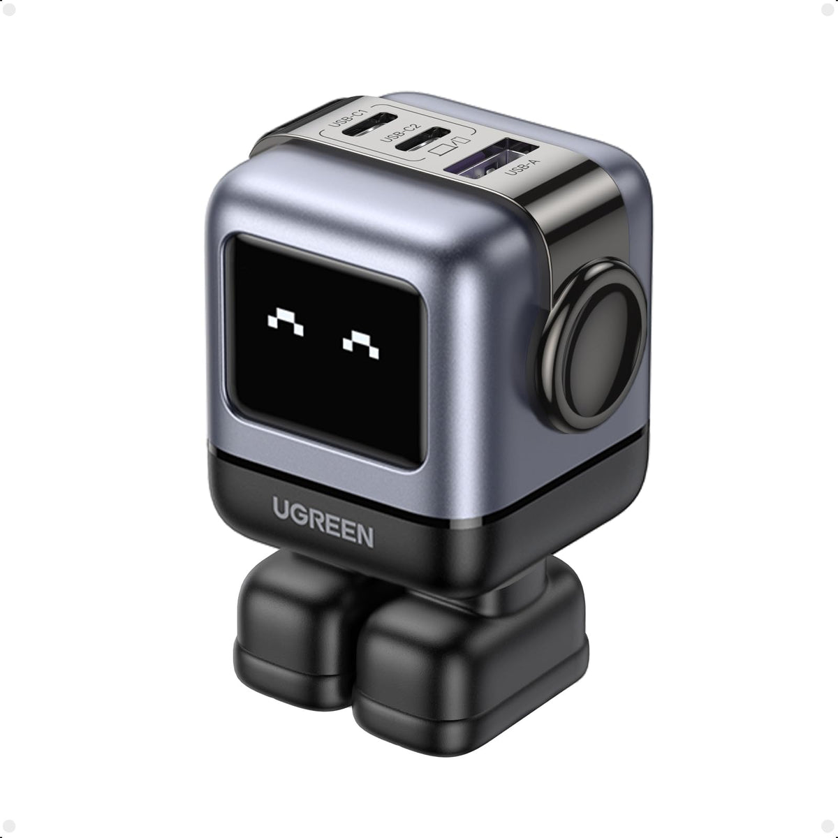 UGREEN Uno front view showing robot charger and compact design benefit