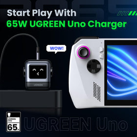 UGREEN Uno LED screen closeup showing expressive charging status benefit