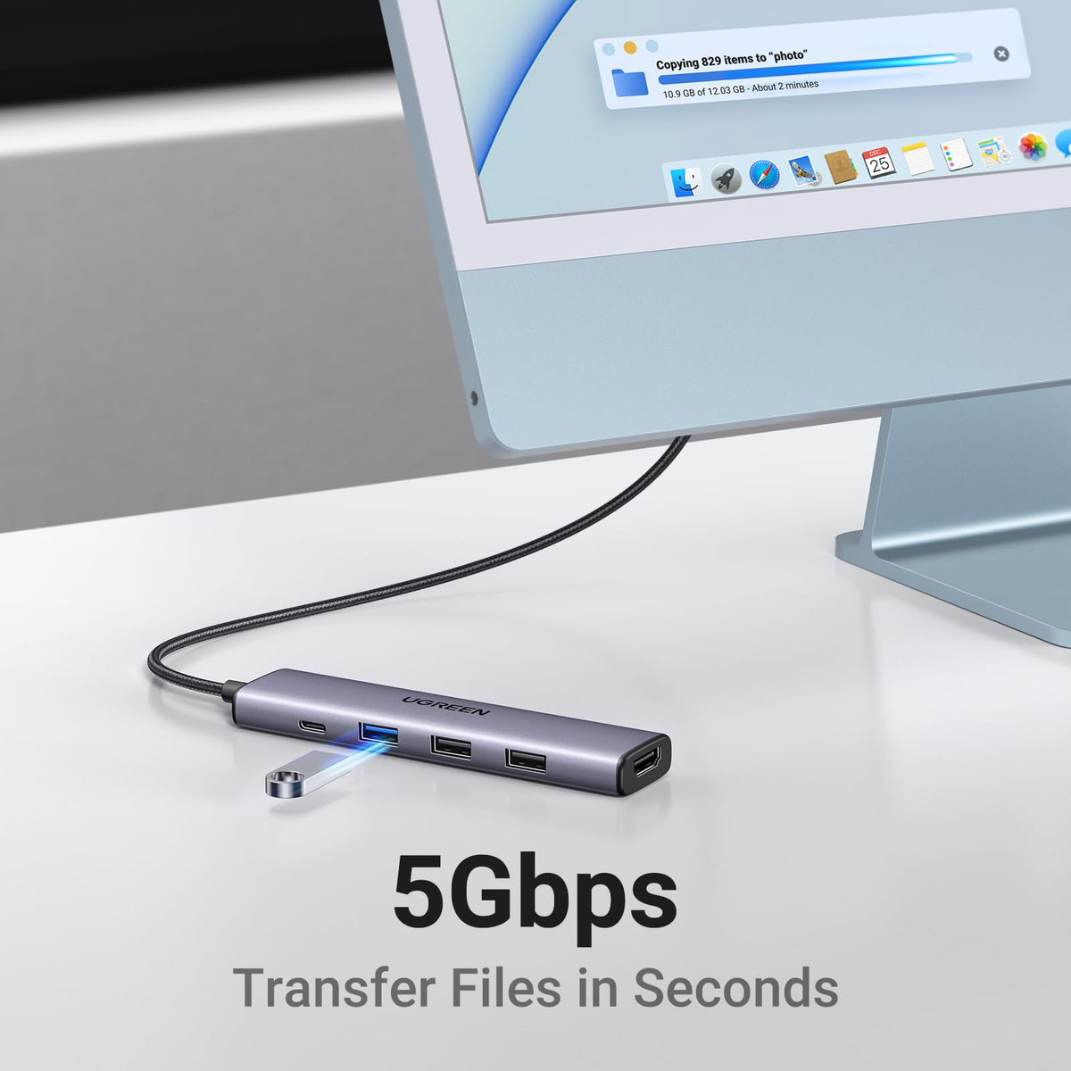 UGREEN two USB-A 2.0 ports for keyboard and mouse.