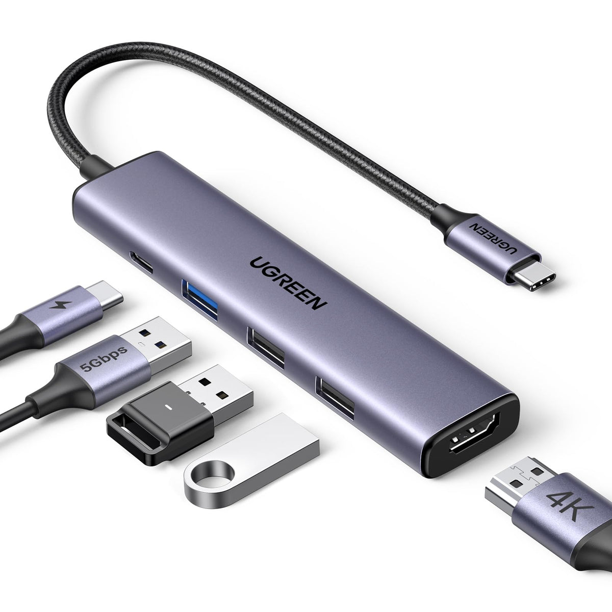 UGREEN USB-C hub with 4K HDMI for crisp external display and multitasking.
