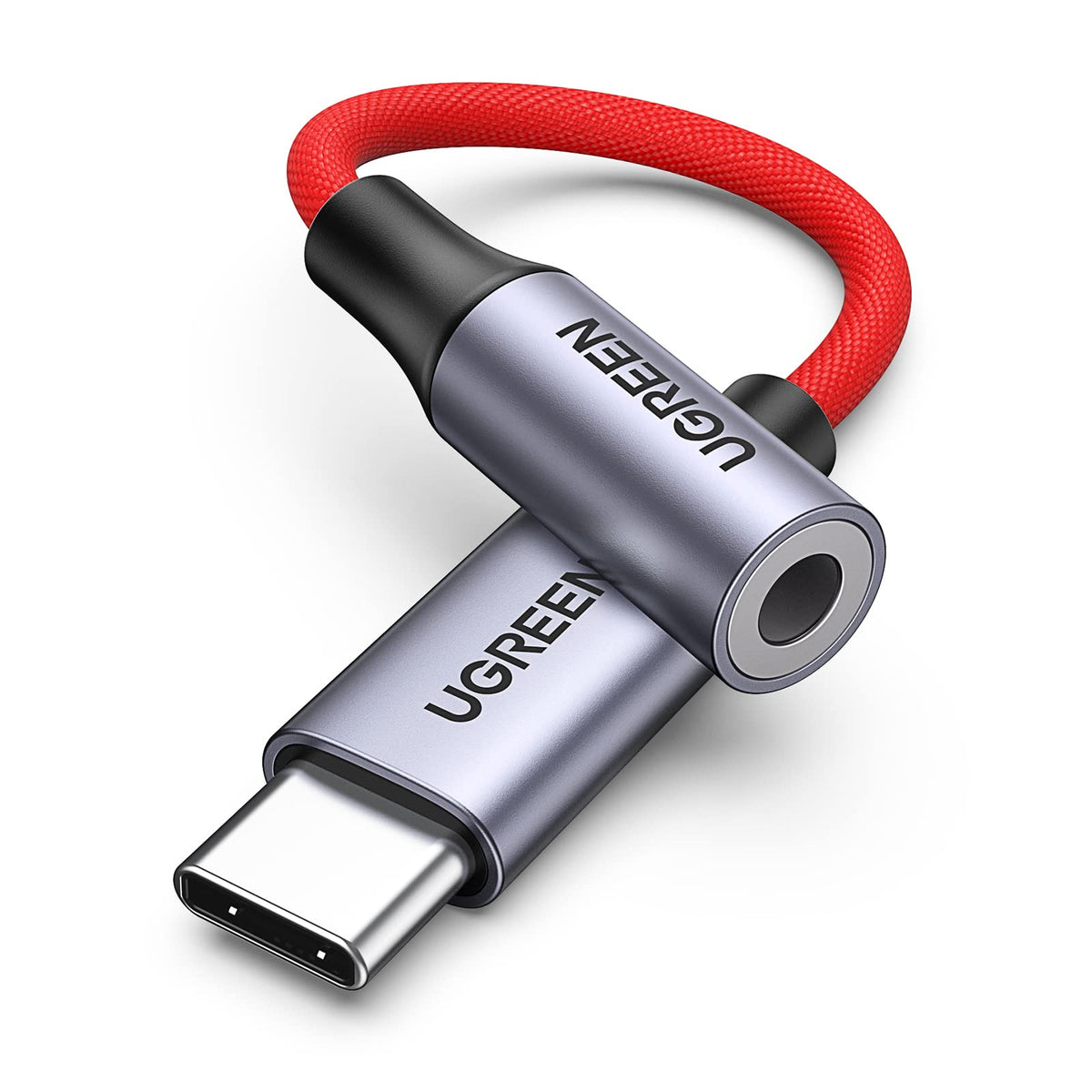UGREEN USB C to 3.5mm audio adapter closeup for high-fidelity listening on the go