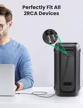 UGREEN Type-C to 2RCA cable delivers high-fidelity sound from phone to home audio system.