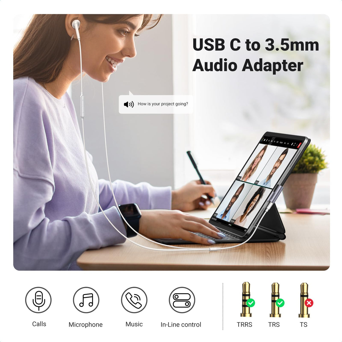 UGREEN USB-C to 3.5mm DAC for enhanced hi-fi sound quality