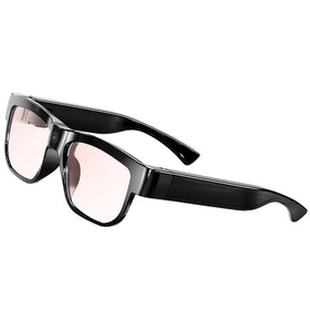 Uigsas front view of glasses showing camera and sunglass style, great for discreet recording