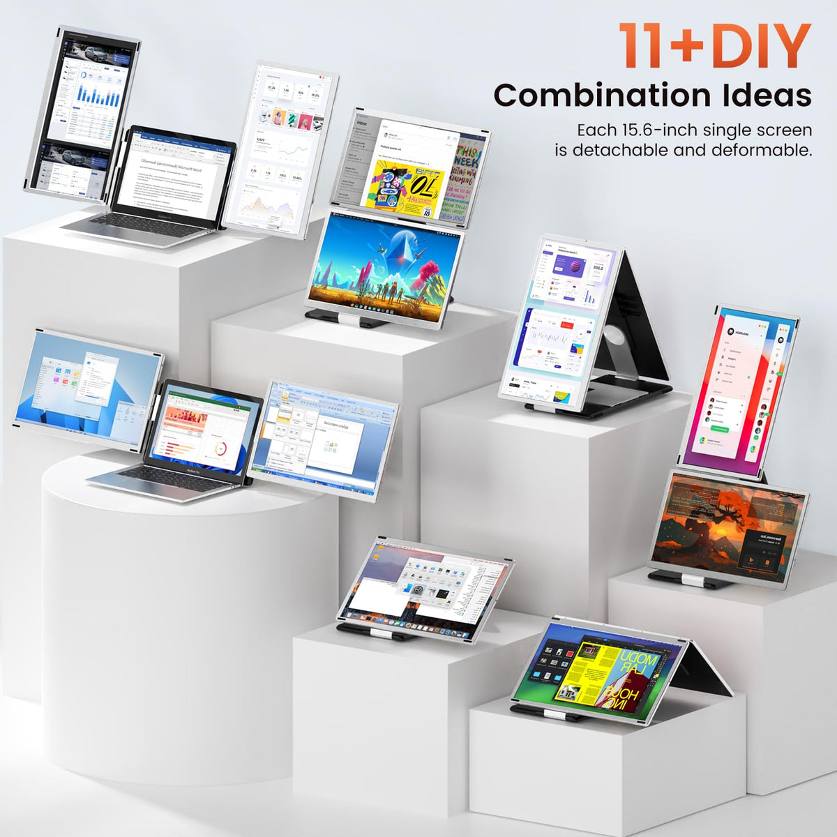UK BONITOYS 15.6-inch extender demonstrates 235° rotation for flexible layouts.