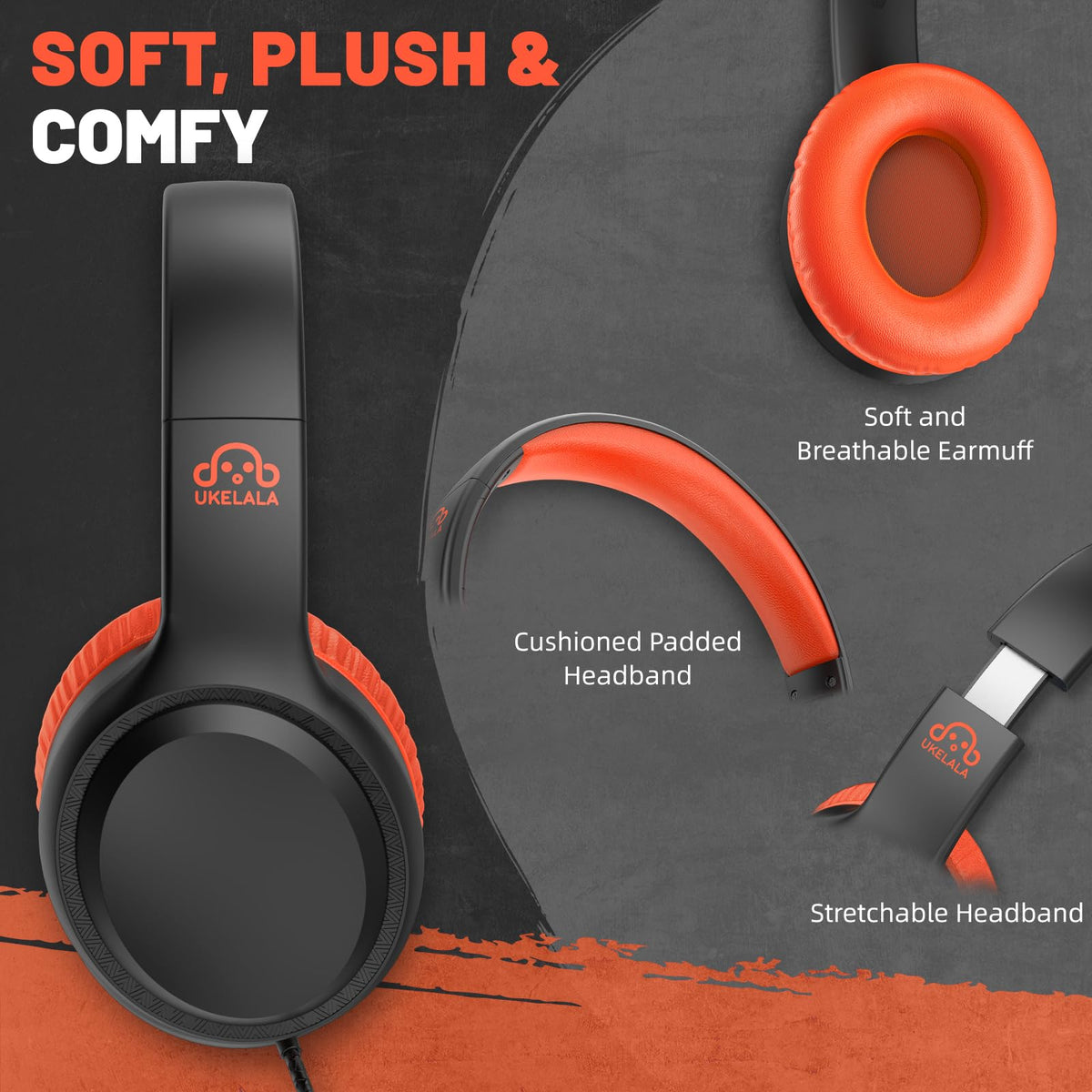UKELALA foldable design headphones, compact travel companion for families