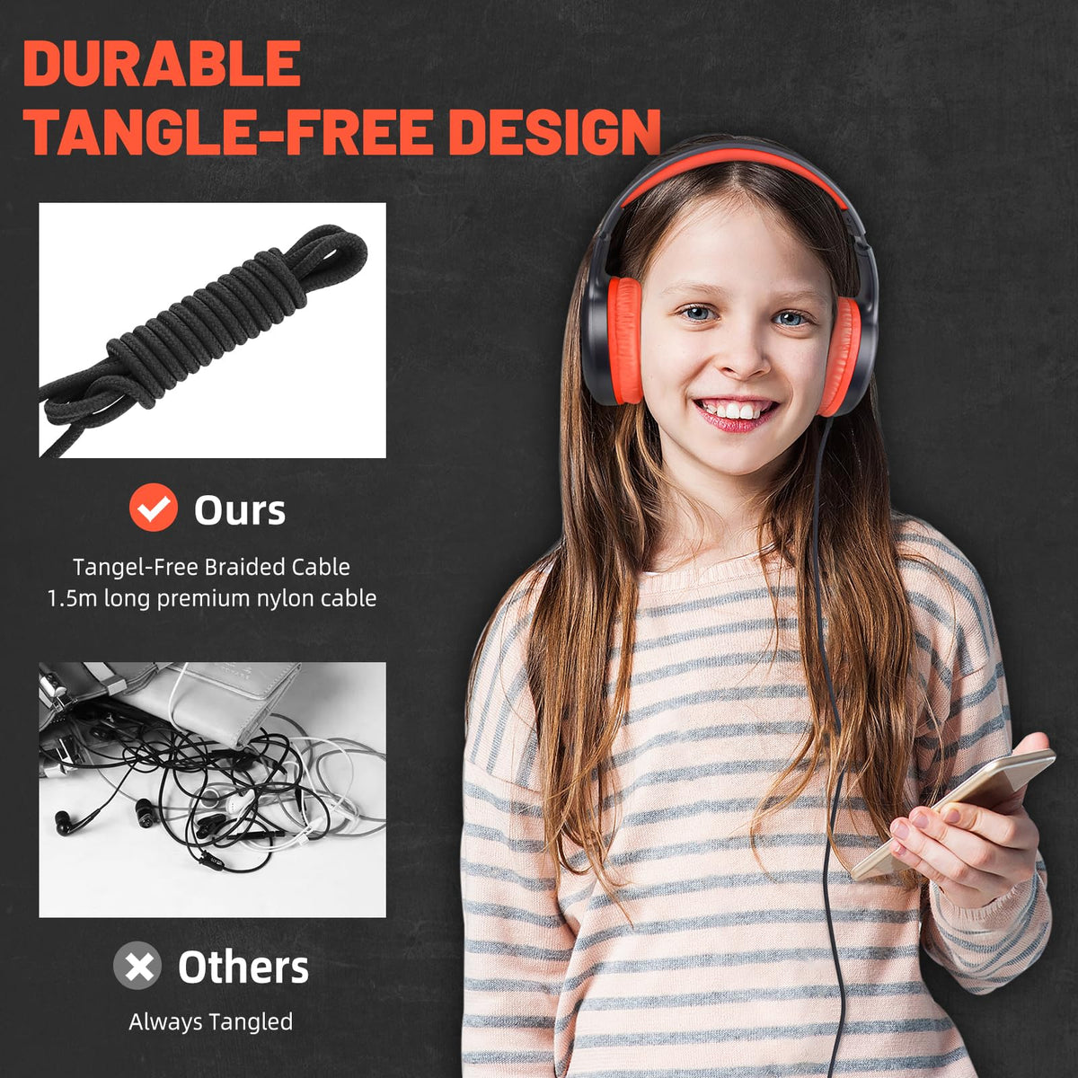 UKELALA nylon braided 1.5 m cord resists tangles