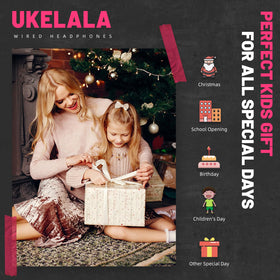 UKELALA pink wired headphones lightweight and portable for travel and daily use