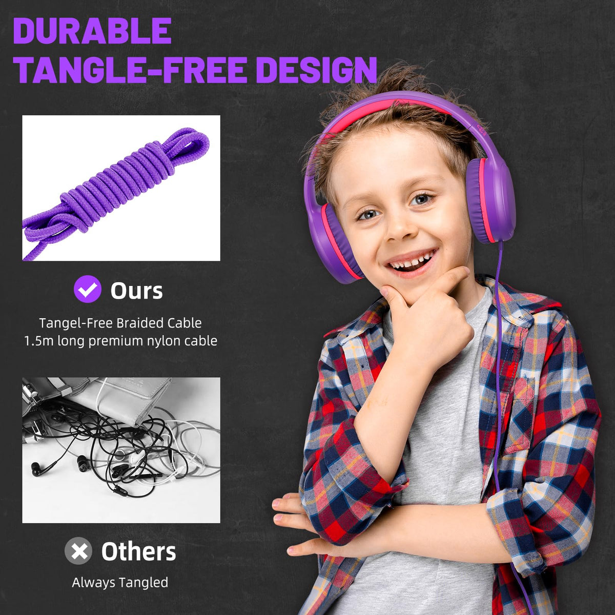 UKELALA headset beside tablet to show size and child-friendly scale