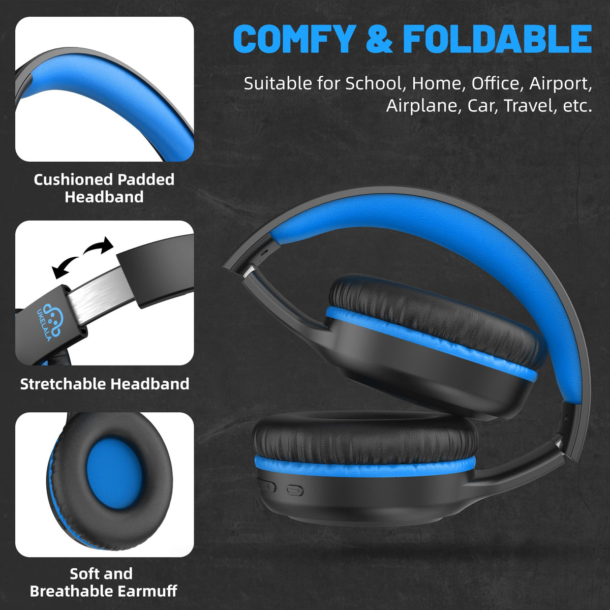 UKELALA U2B kids' over-ear fit for comfortable wear.