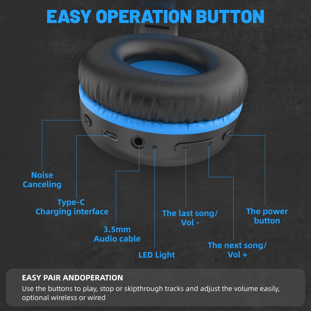 UKELALA U2B detachable 3.5mm cable enables wired listening.