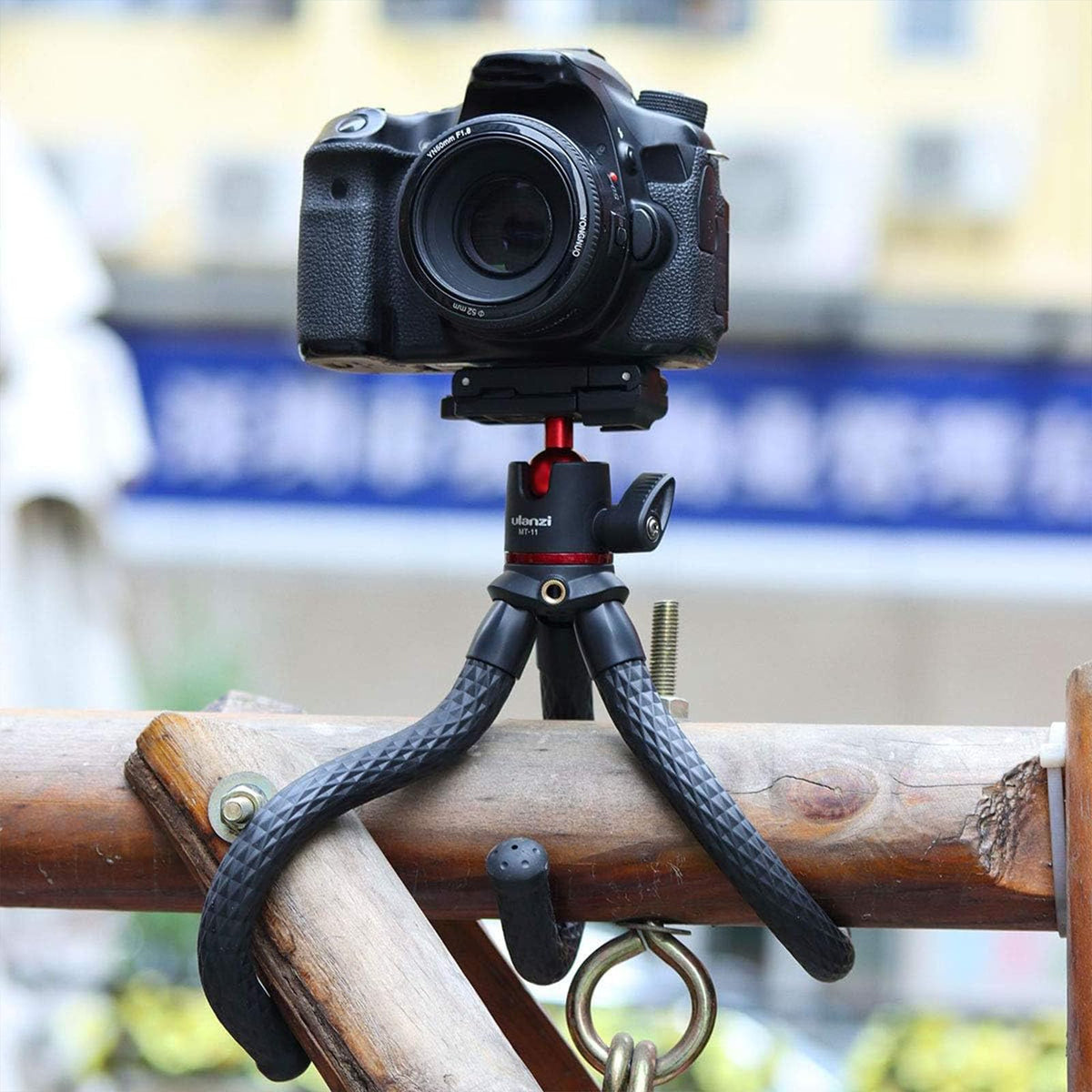 ULANZI flexible legs wrap around posts for creative angles.