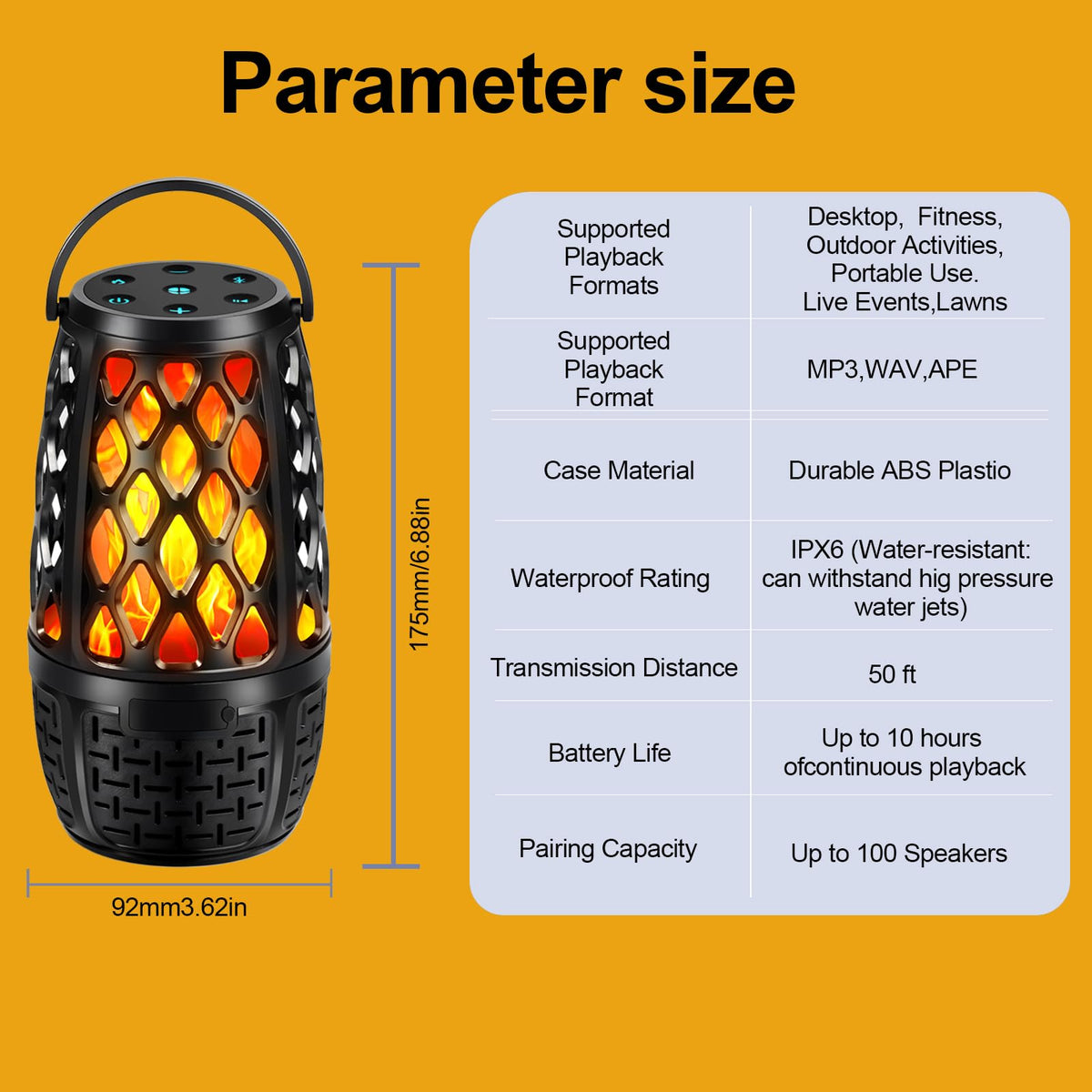 Ulinkbee LED flame effect speaker adds warm mood lighting for outdoor gatherings
