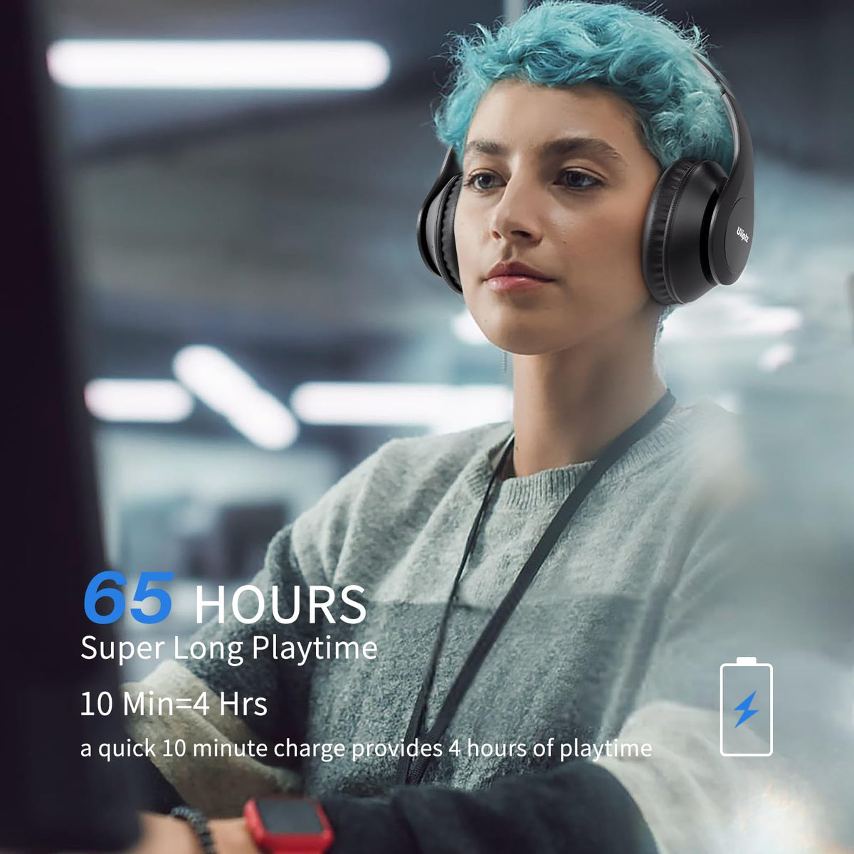 Uliptz folded headphones packed in a travel bag emphasizing portability benefit