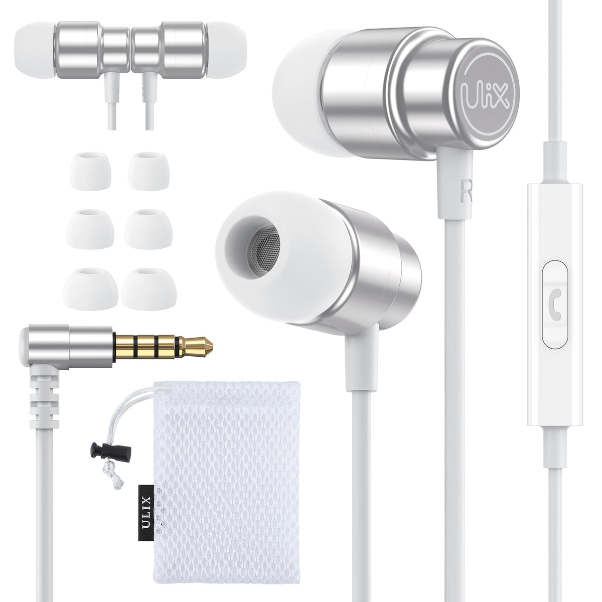 UliX Rider earbuds with magnets for neck-clip storage.