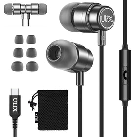 UliX front packaging showing grey earbuds and features for quick identification