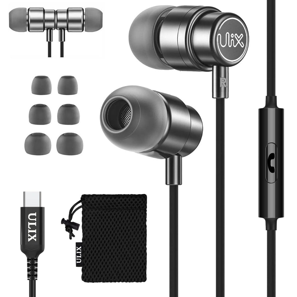 UliX front packaging showing grey earbuds and features for quick identification