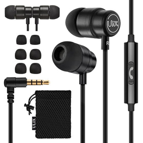 UliX Rider wired earbuds with magnets clipped for secure neck storage and quick access